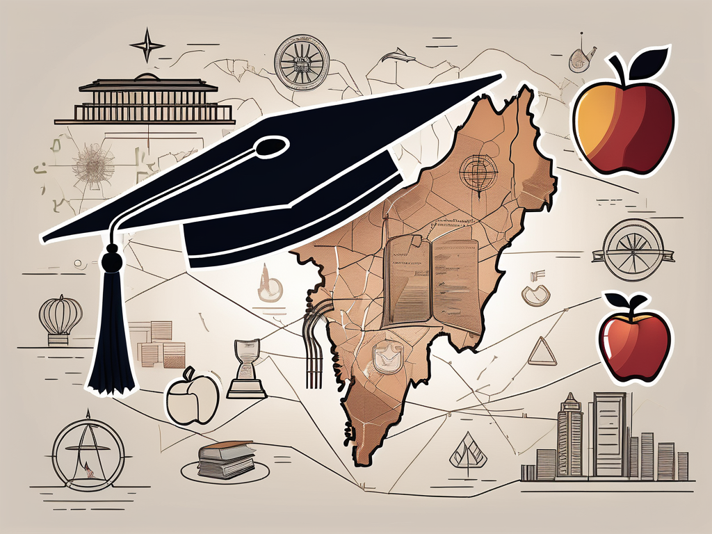 A graduation cap placed on a map of malaysia