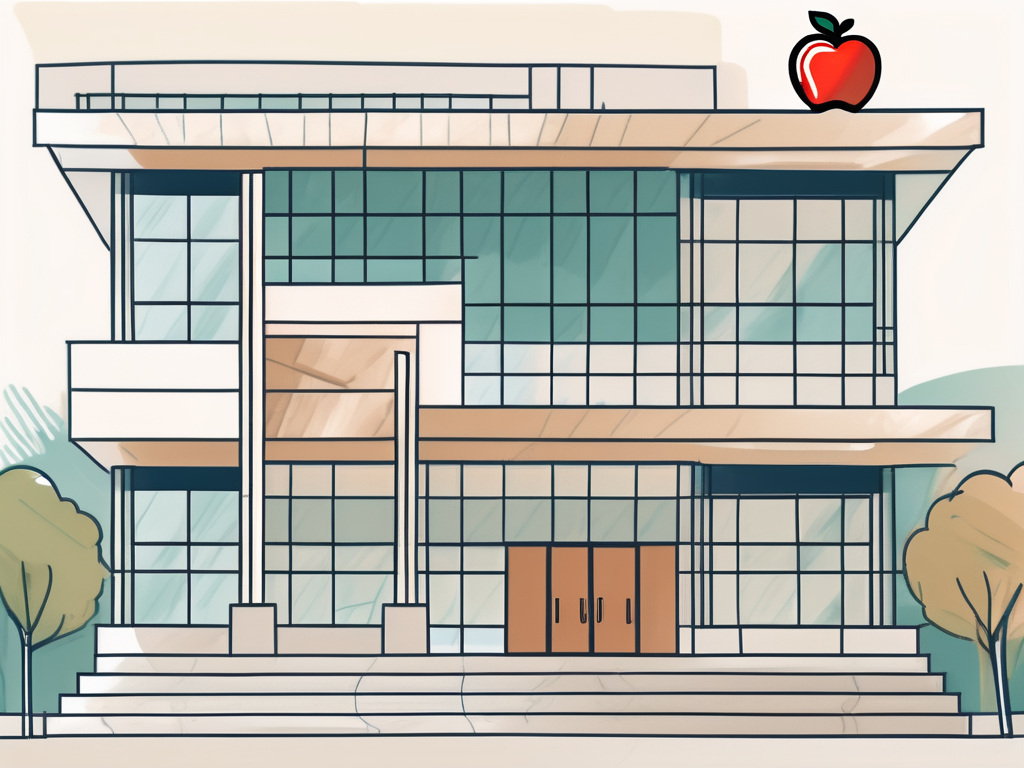 An international school building in china with elements like a globe