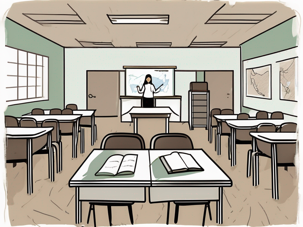 A classroom setting in malaysia with various symbols like a language barrier