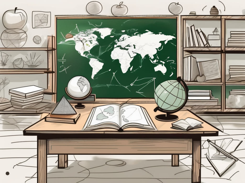 A classroom setting with various symbols of vietnam (like a conical hat