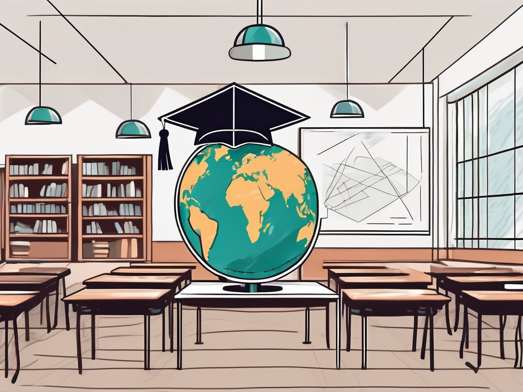 A classroom setting in malaysia with a focus on elements like a globe