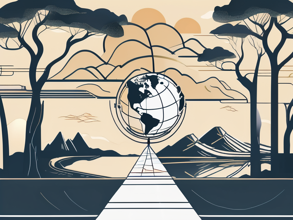 A symbolic path splitting into four routes
