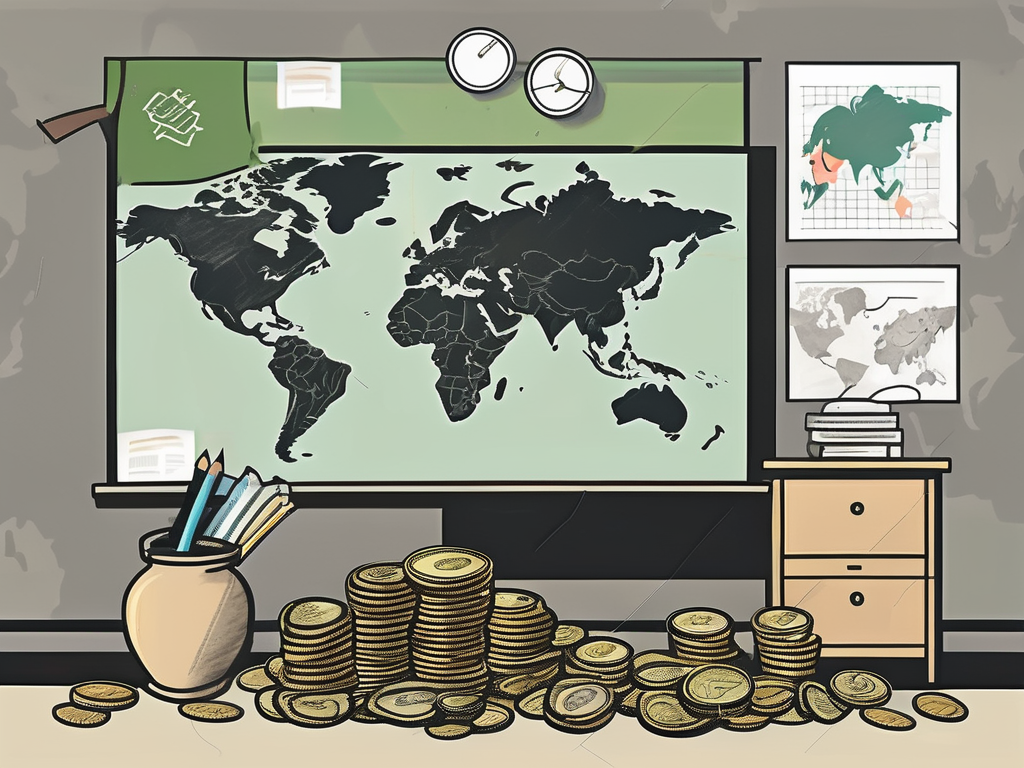 A classroom setting in malaysia with a chalkboard