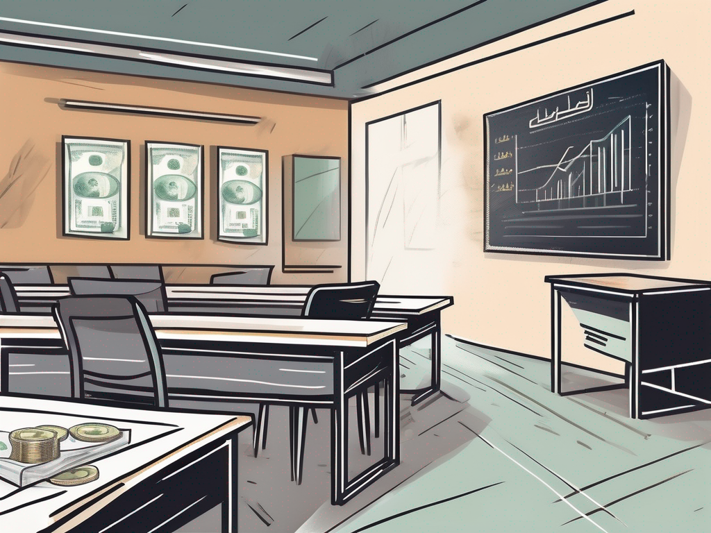 A classroom setting in dubai with a chalkboard