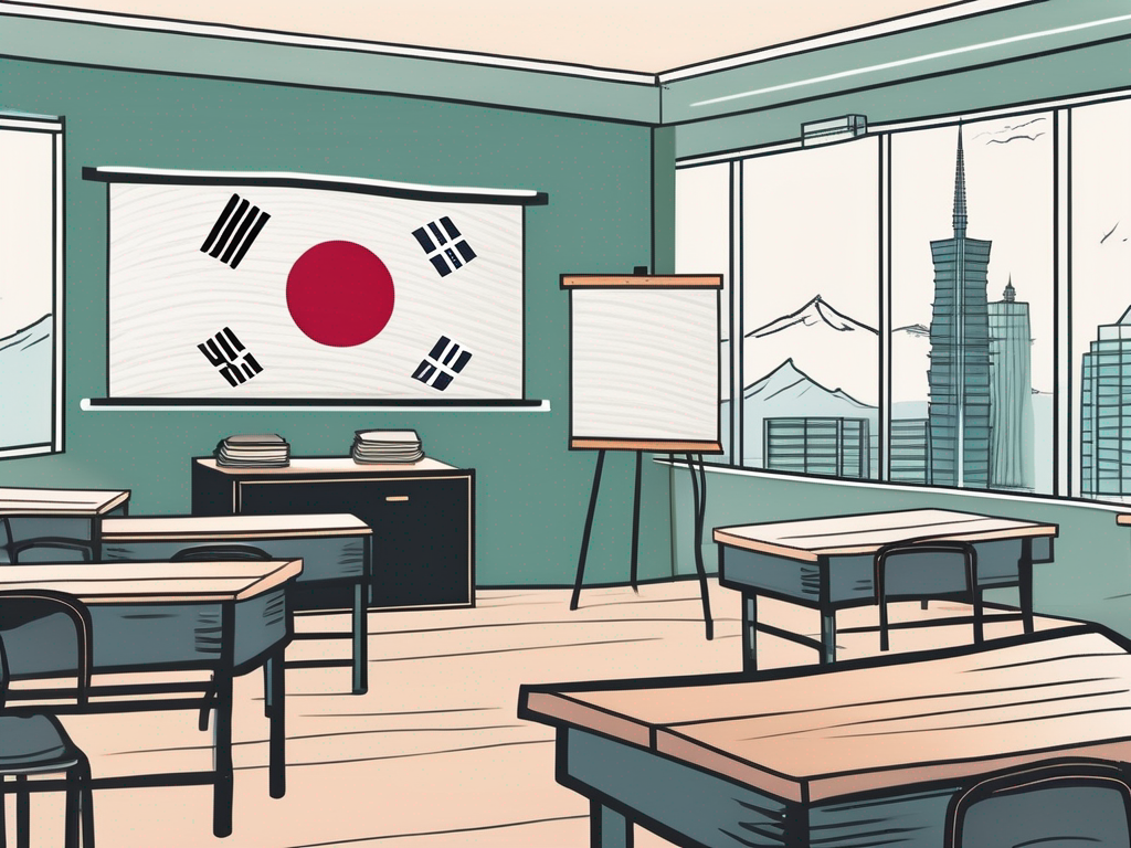 A classroom setting with iconic landmarks from vietnam