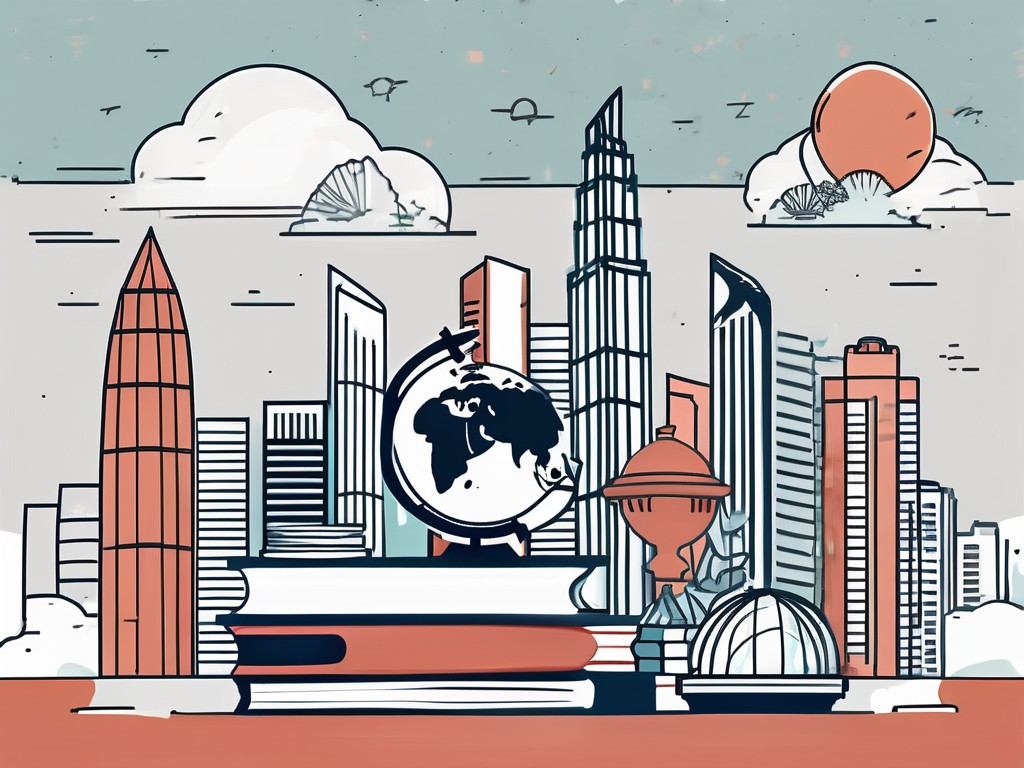 A singapore skyline with iconic landmarks