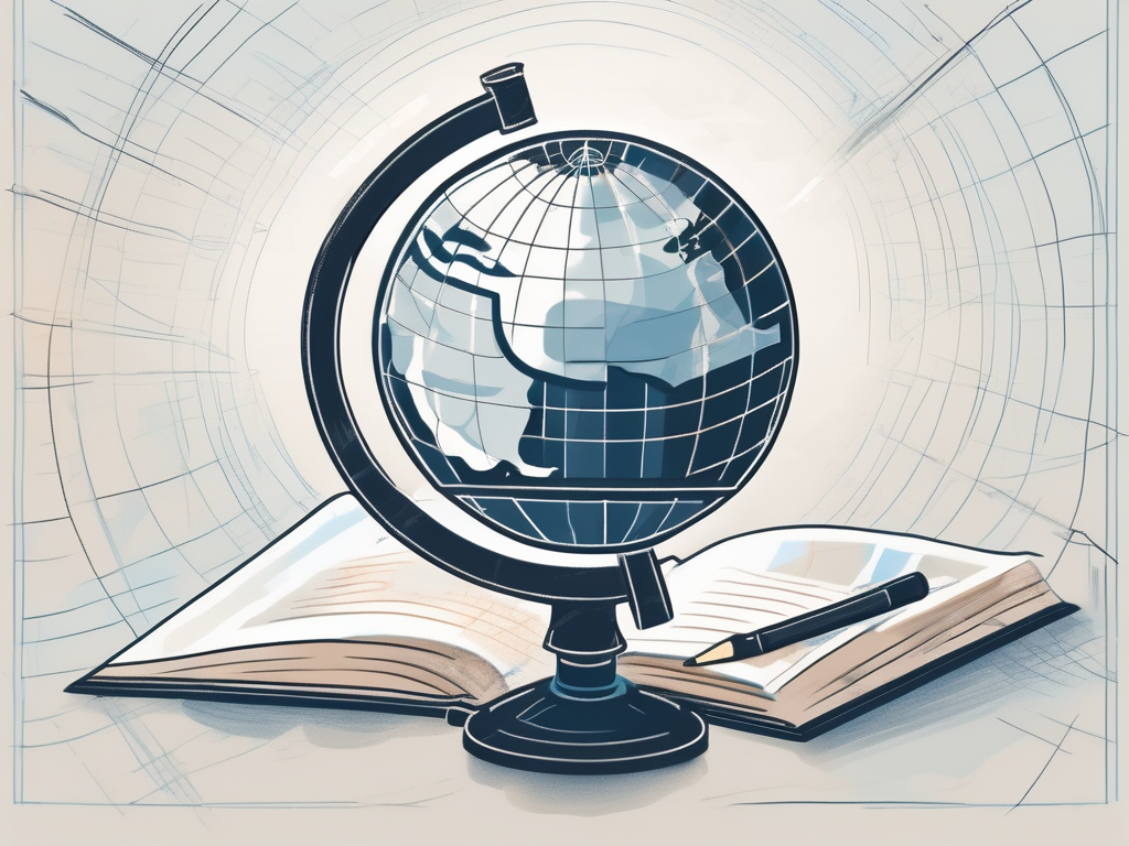 A globe with a magnifying glass hovering over it