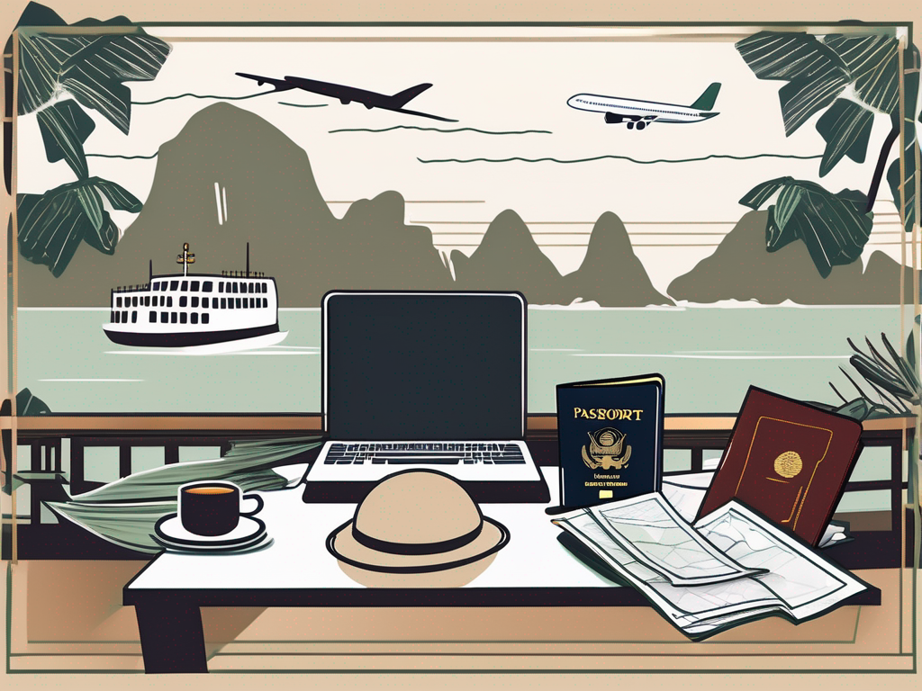 A teacher's desk with a passport