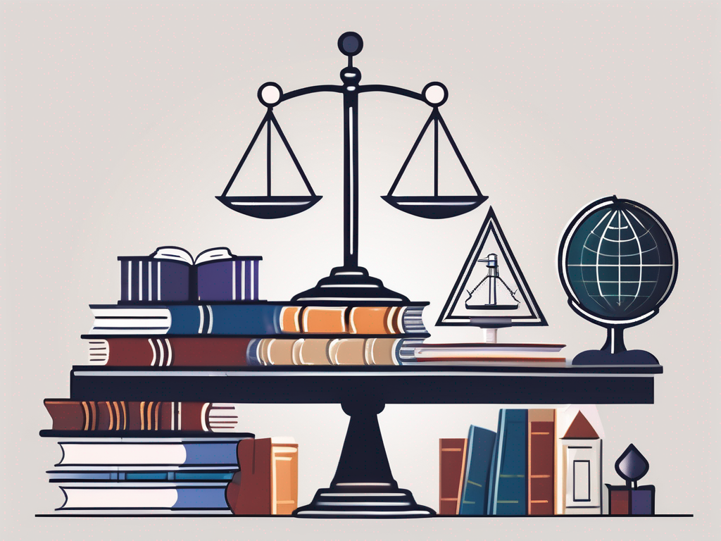 A thai schoolhouse with a balance scale on the front