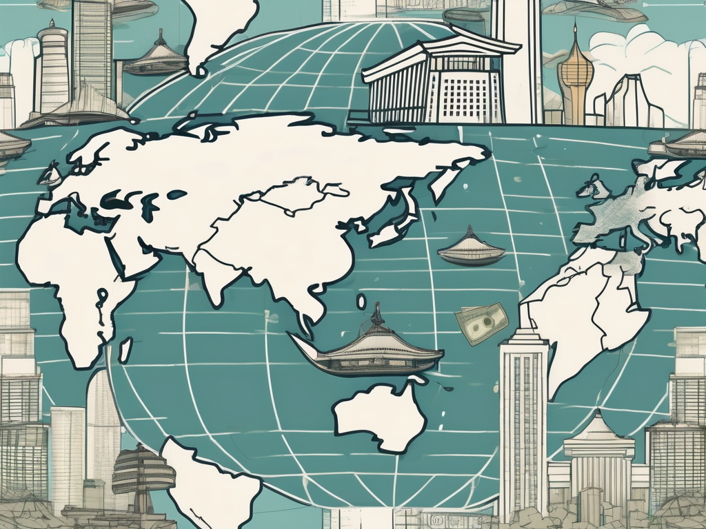 A globe highlighting various cities around the world