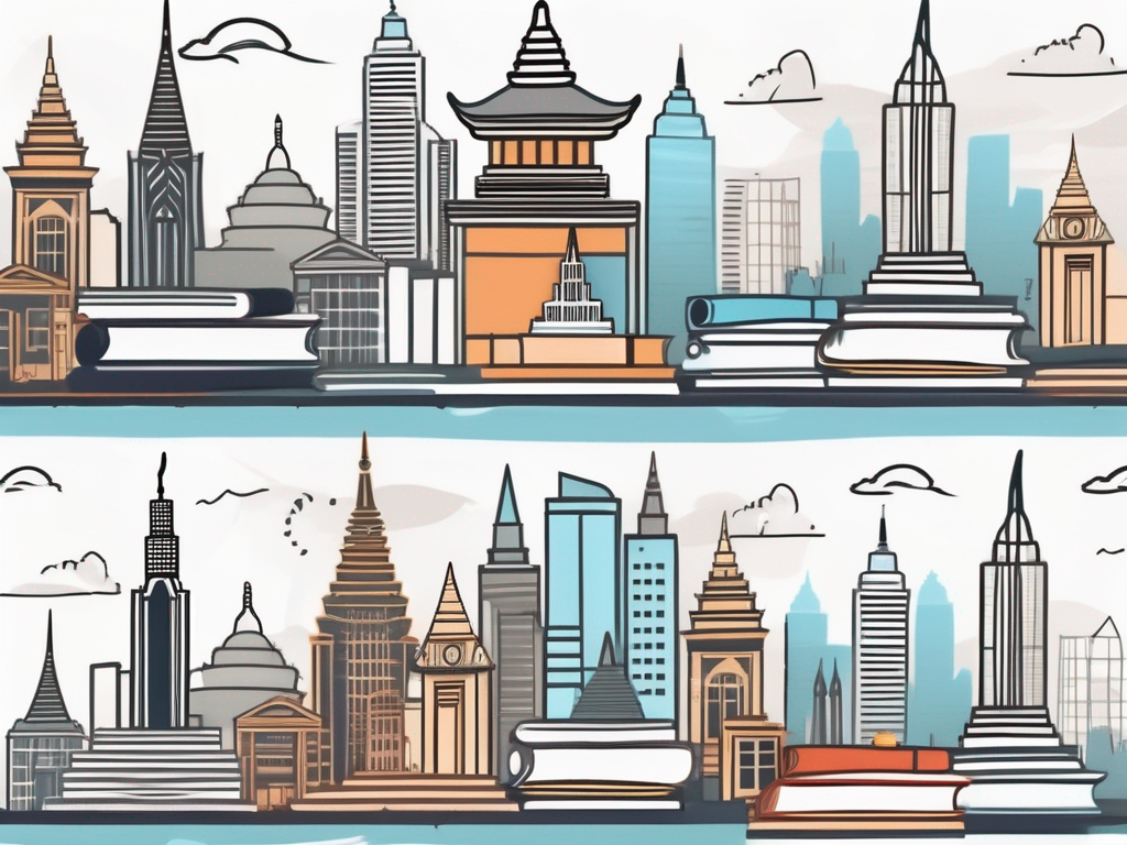 A bangkok skyline with iconic buildings and landmarks