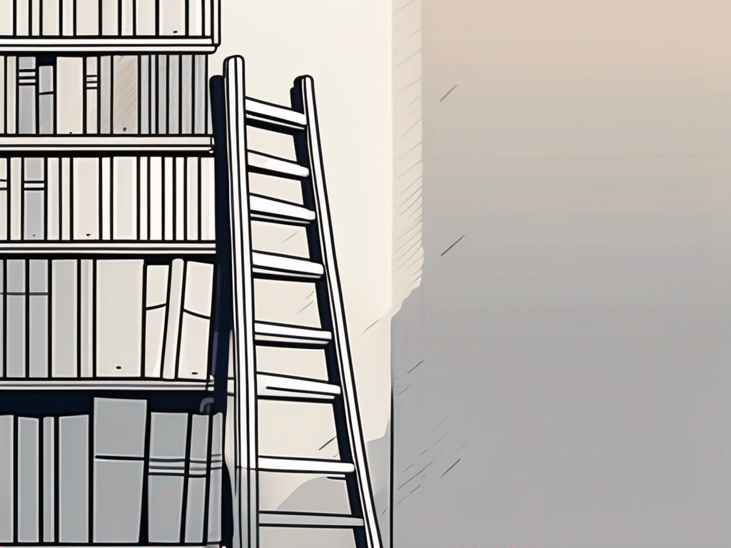 A ladder leaning against a book