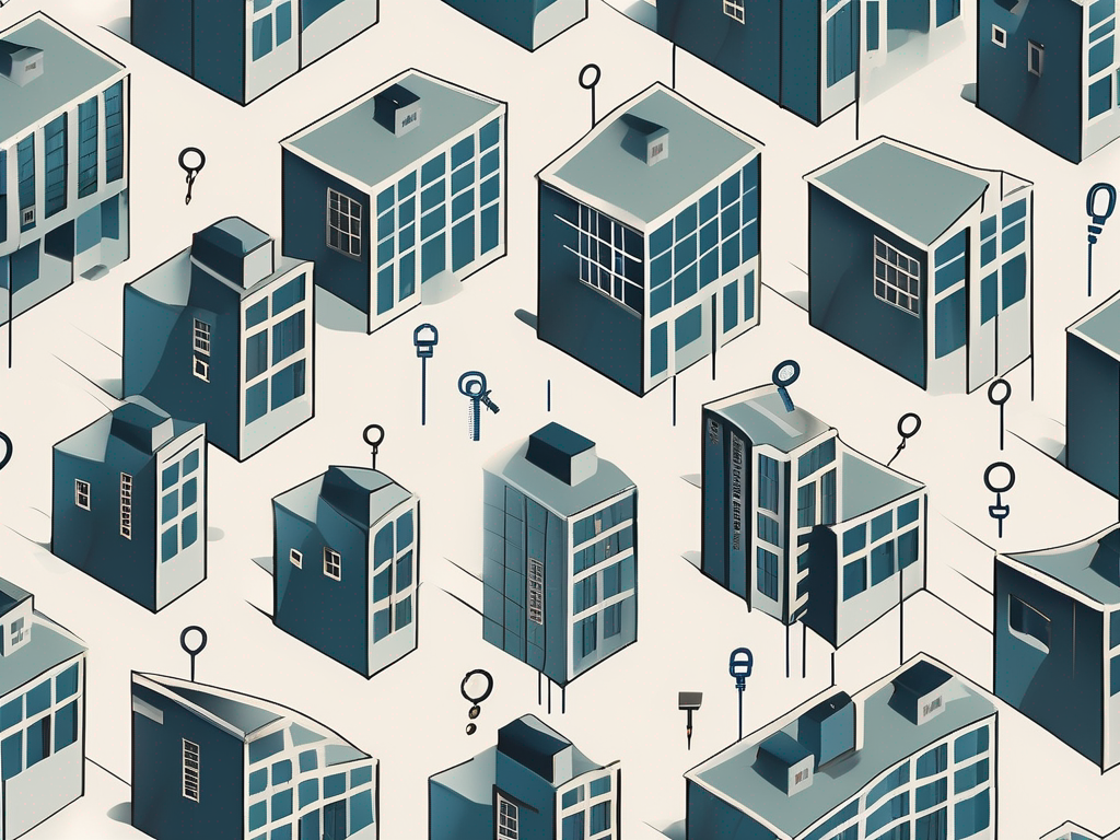 An international school building in estonia with nine symbolic keys floating towards it