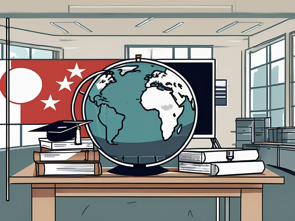 A classroom setting with a globe