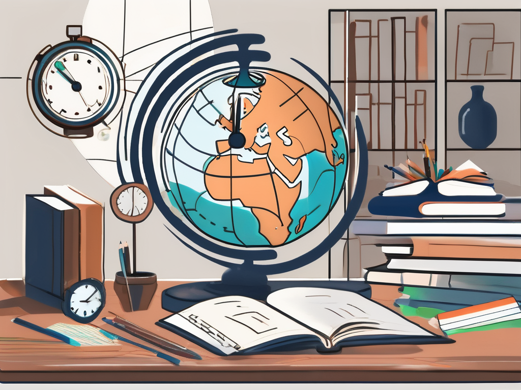 A comfortable study environment with various educational tools scattered around