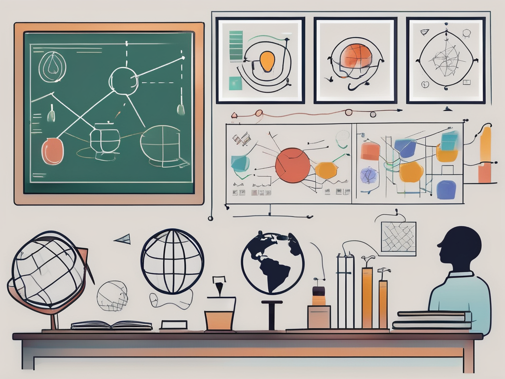A classroom setting with various teaching aids and tools