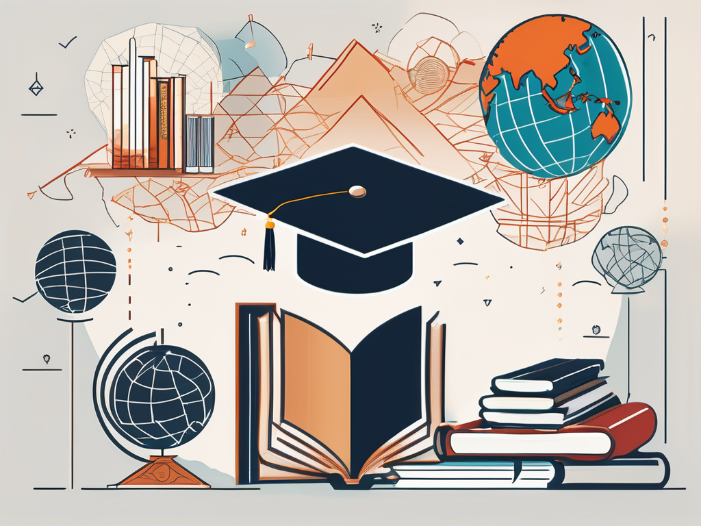 A diverse array of education-related symbols