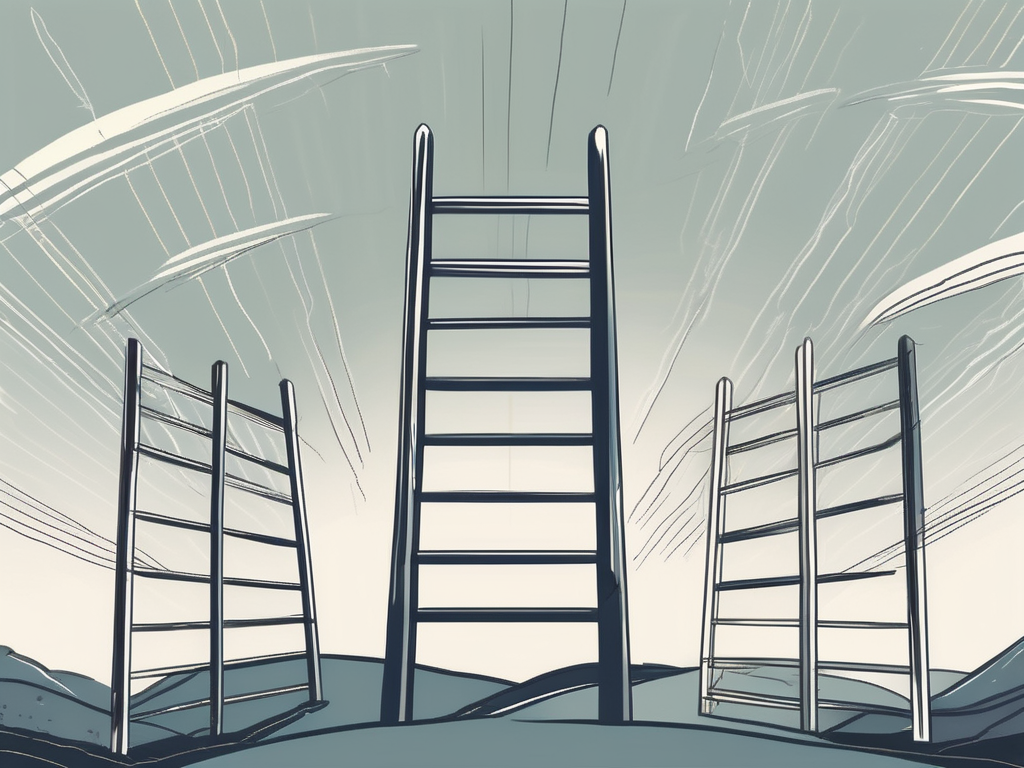 A ladder reaching up towards a wide