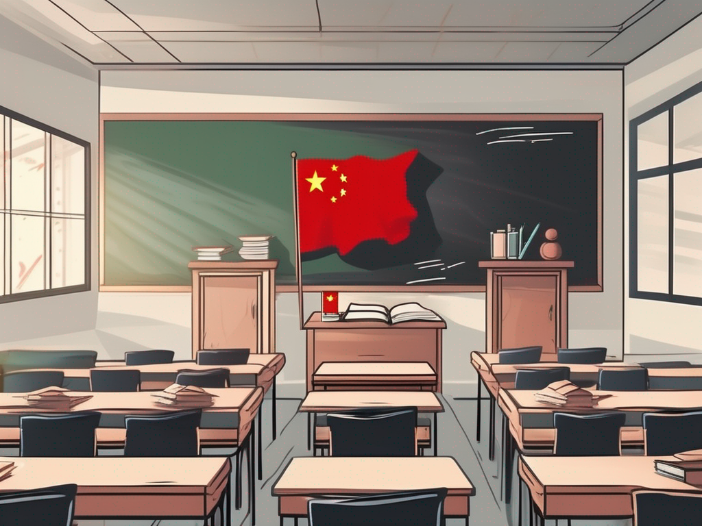 A classroom setting with chalkboard