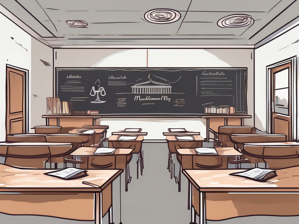 A classroom setting in dubai with a chalkboard