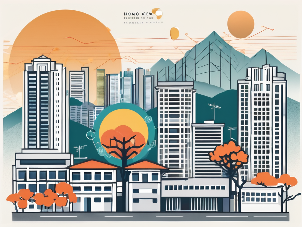 A classic hong kong cityscape with an international school building prominent in the foreground