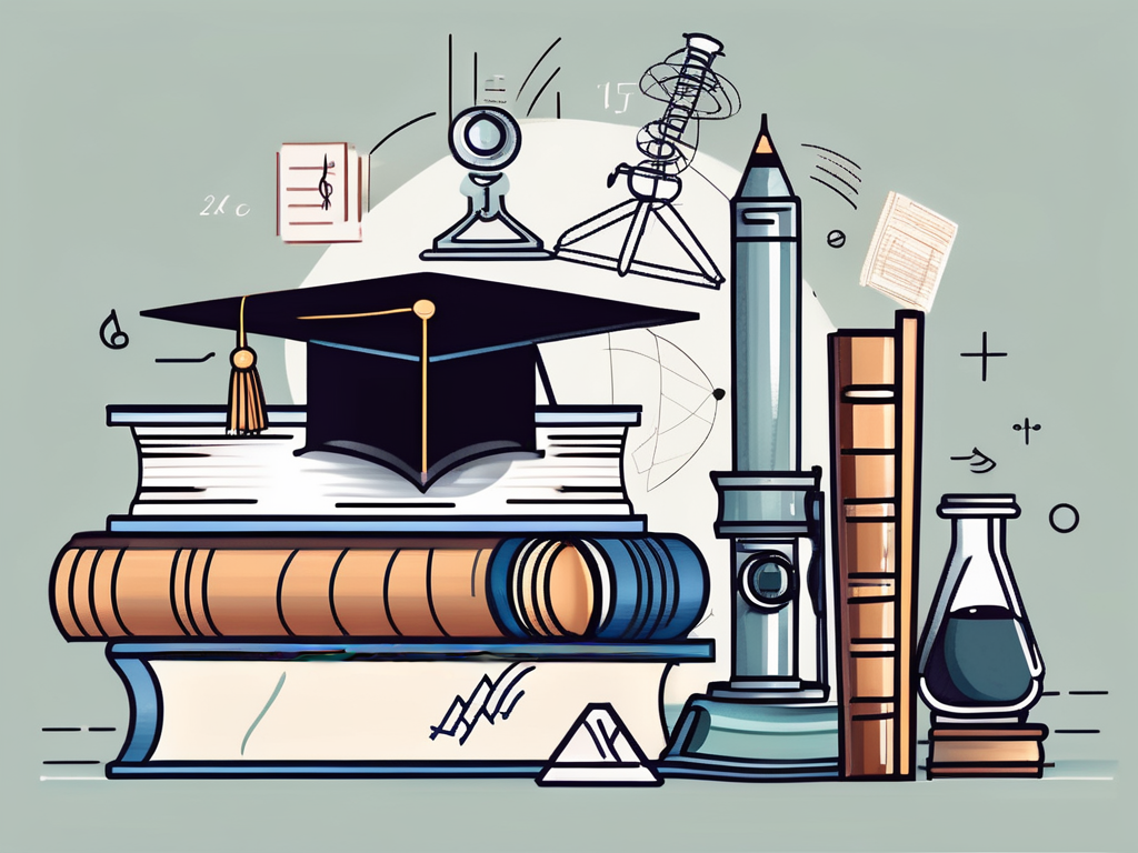 A stack of books with a graduation cap on top