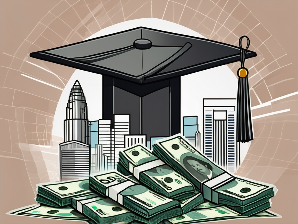 A graduation cap placed on top of a stack of singaporean currency