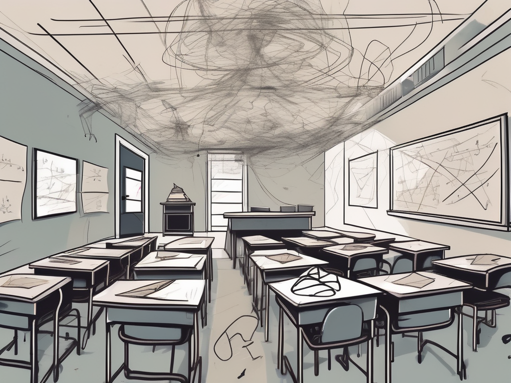 A diverse array of school desks
