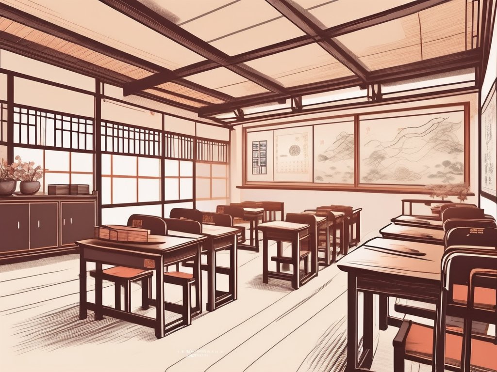 A traditional chinese classroom setting with an iqts (intelligent tutoring system) incorporated