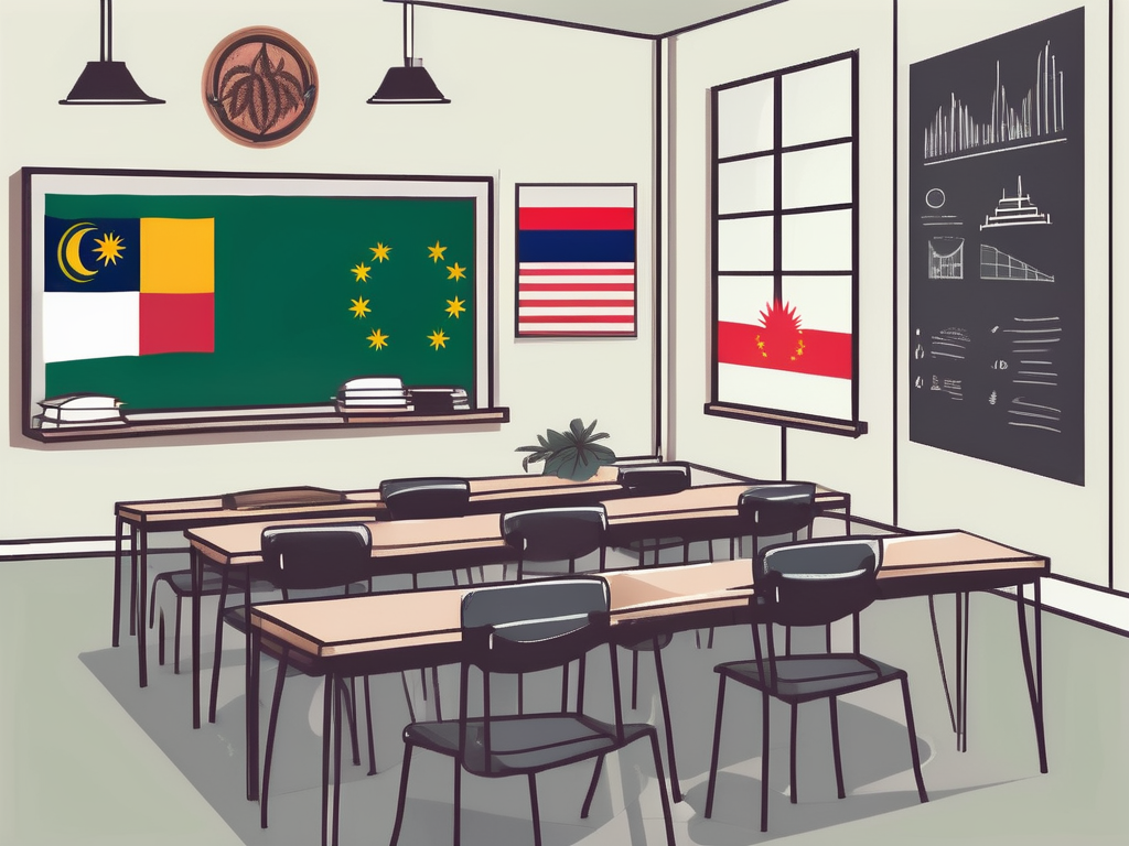 A classroom setting in hong kong with a globe
