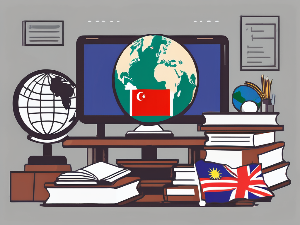 A classroom setting filled with educational resources like books