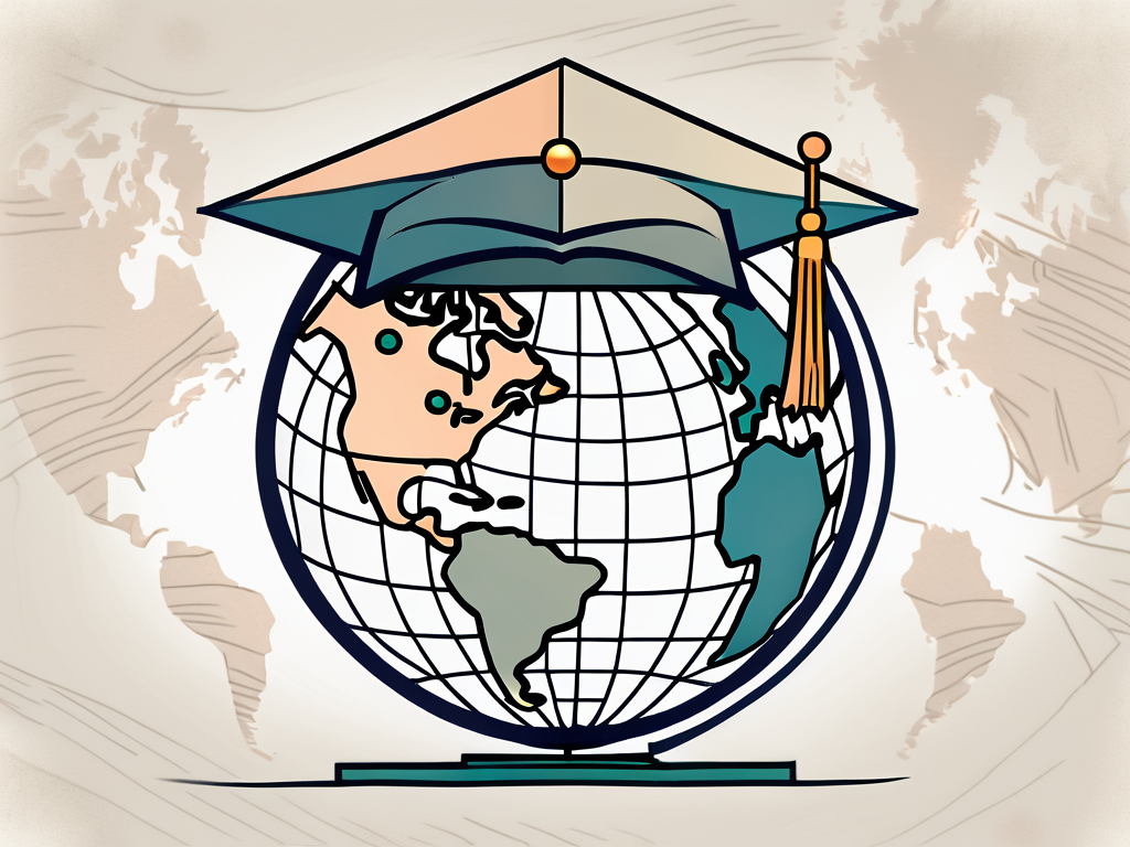 A graduation cap on top of a globe