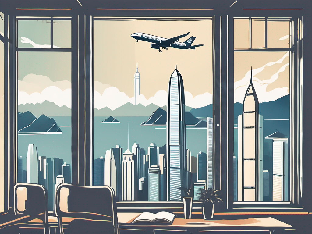 The hong kong skyline with iconic landmarks