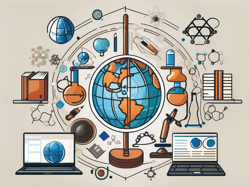 Various educational tools such as a laptop