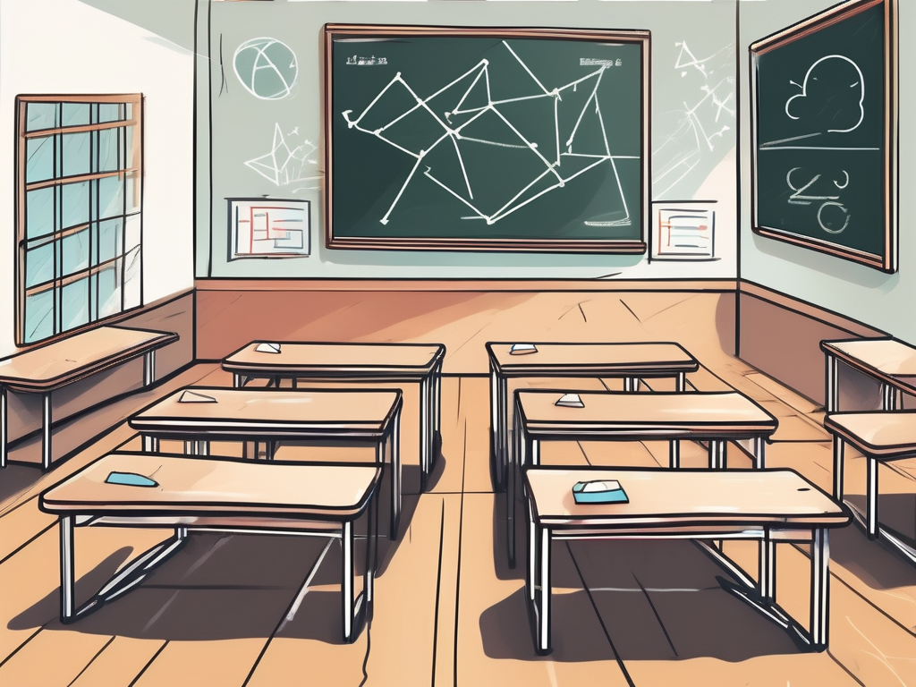 A classroom setting in thailand with a chalkboard