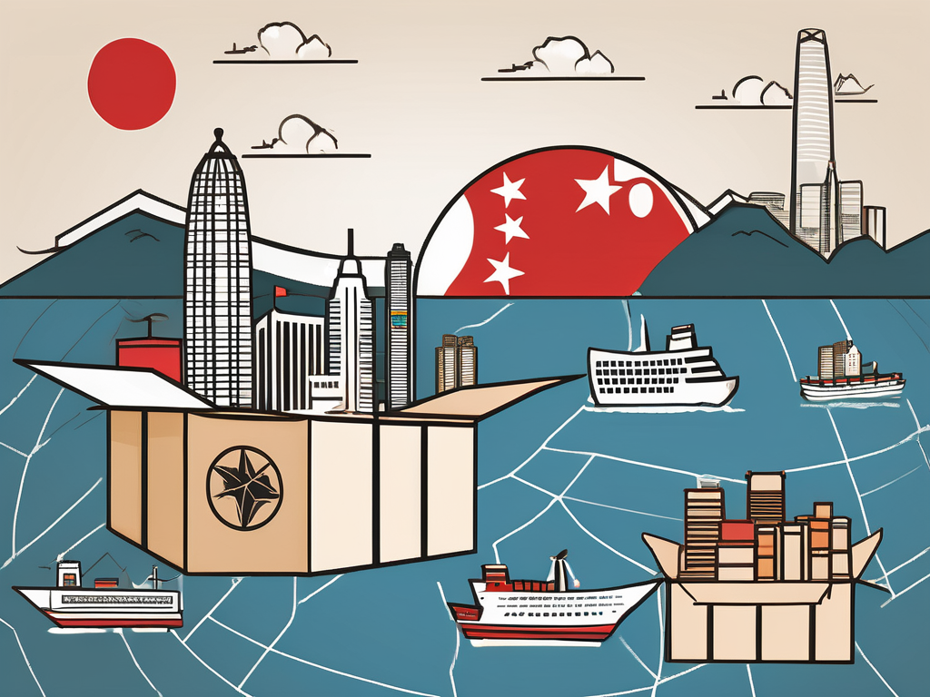 Various shipping boxes with recognizable symbols for education (like a globe