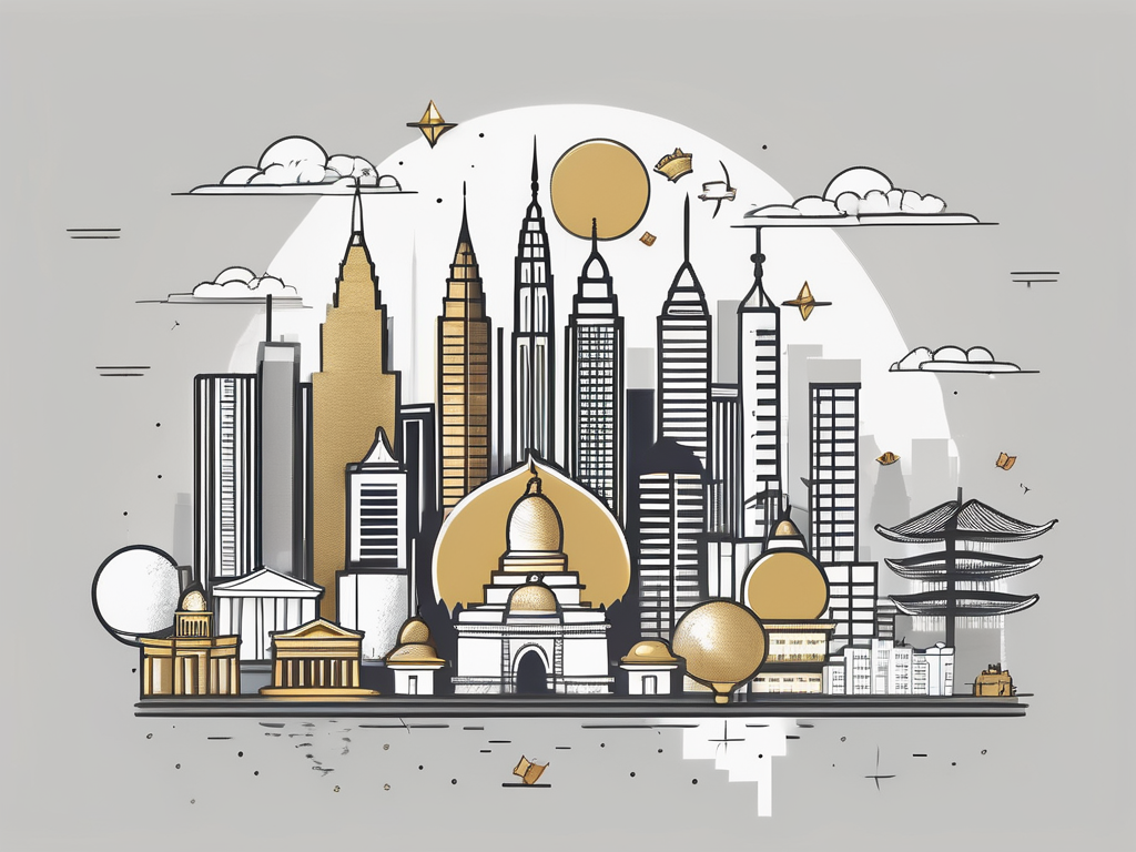 A malaysian city skyline with notable landmarks
