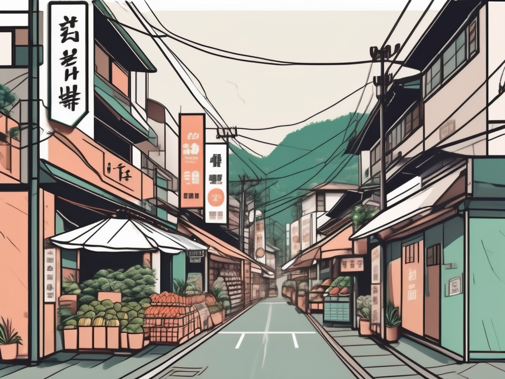 A typical taiwanese street with various cost indicators like a grocery store