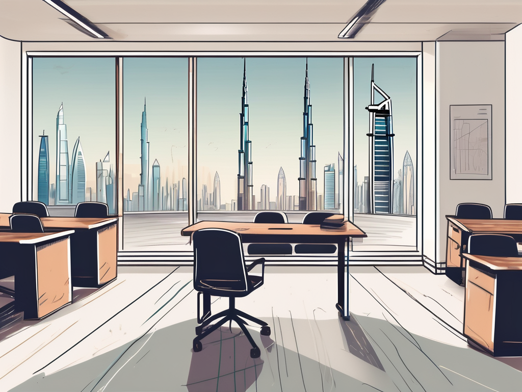 A classroom with diverse educational tools and an empty teacher's desk