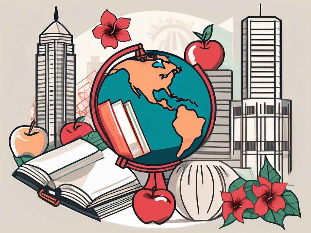 A diverse array of school-related items such as books