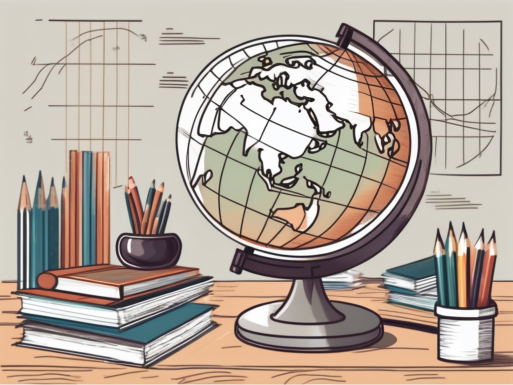 A classroom setting with diverse educational tools and a globe