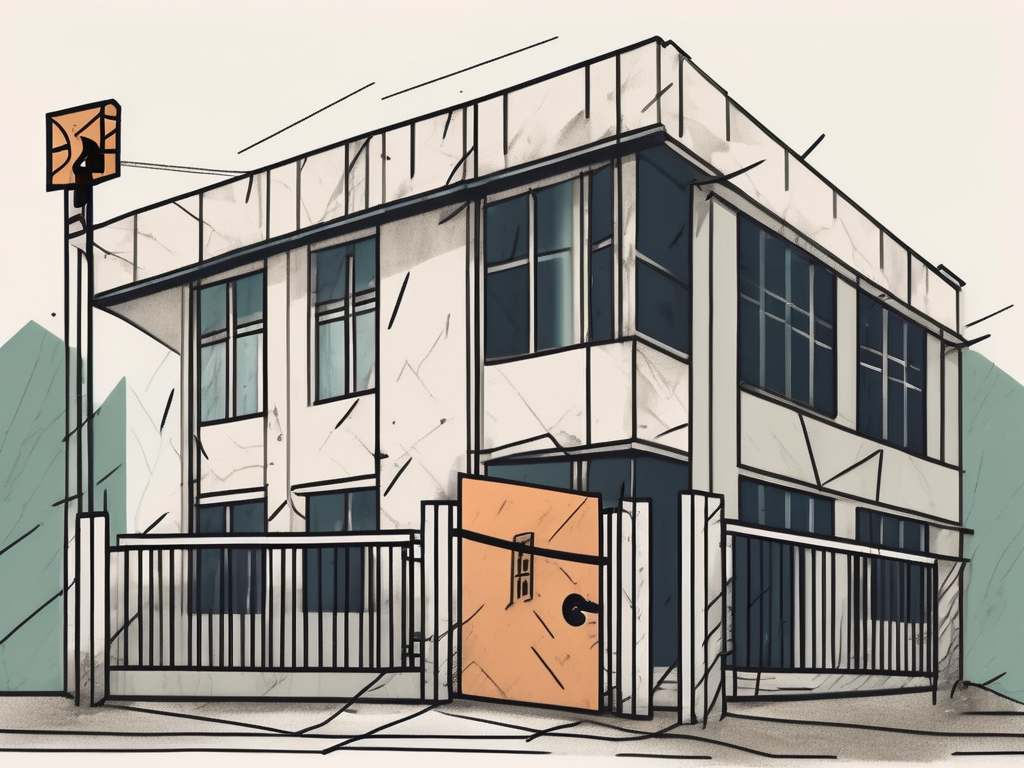 A school building with a crumbling facade