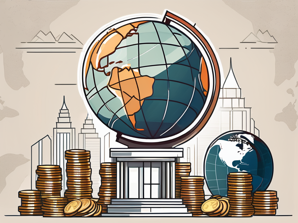 A traditional thai schoolhouse with a globe in the foreground