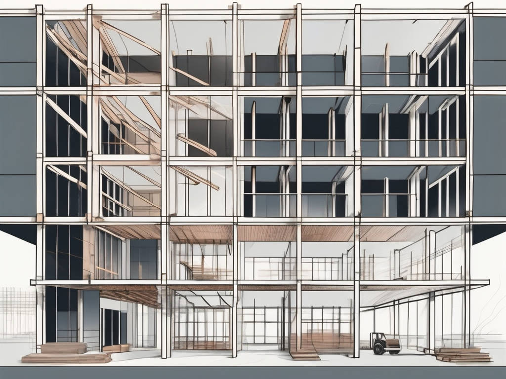 A sturdy building being constructed from nine different types of materials