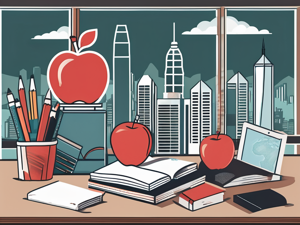A diverse set of school supplies like books