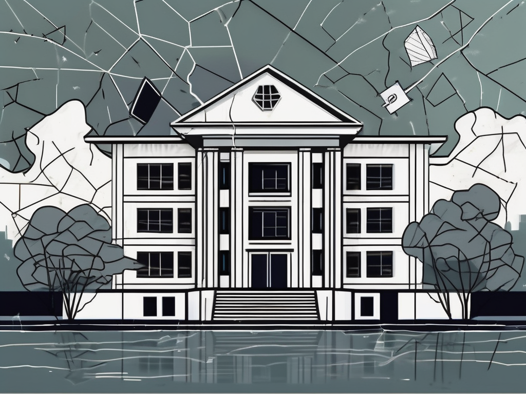 A school building in vietnam with visible cracks to symbolize the challenges