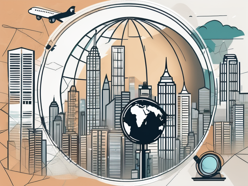 A hong kong cityscape with iconic landmarks