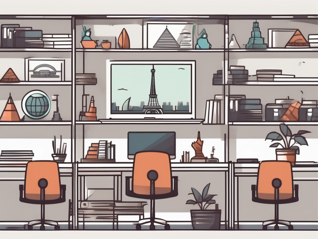 A malaysian classroom with various international symbols like the eiffel tower