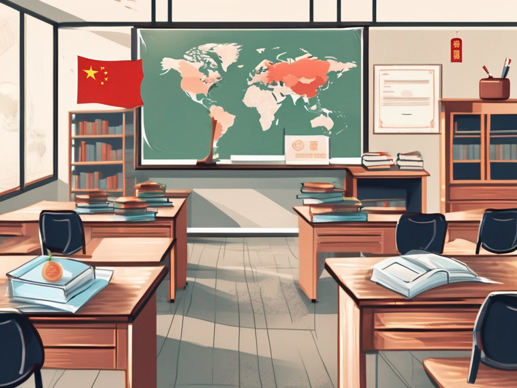 A classroom scene in china featuring various educational tools