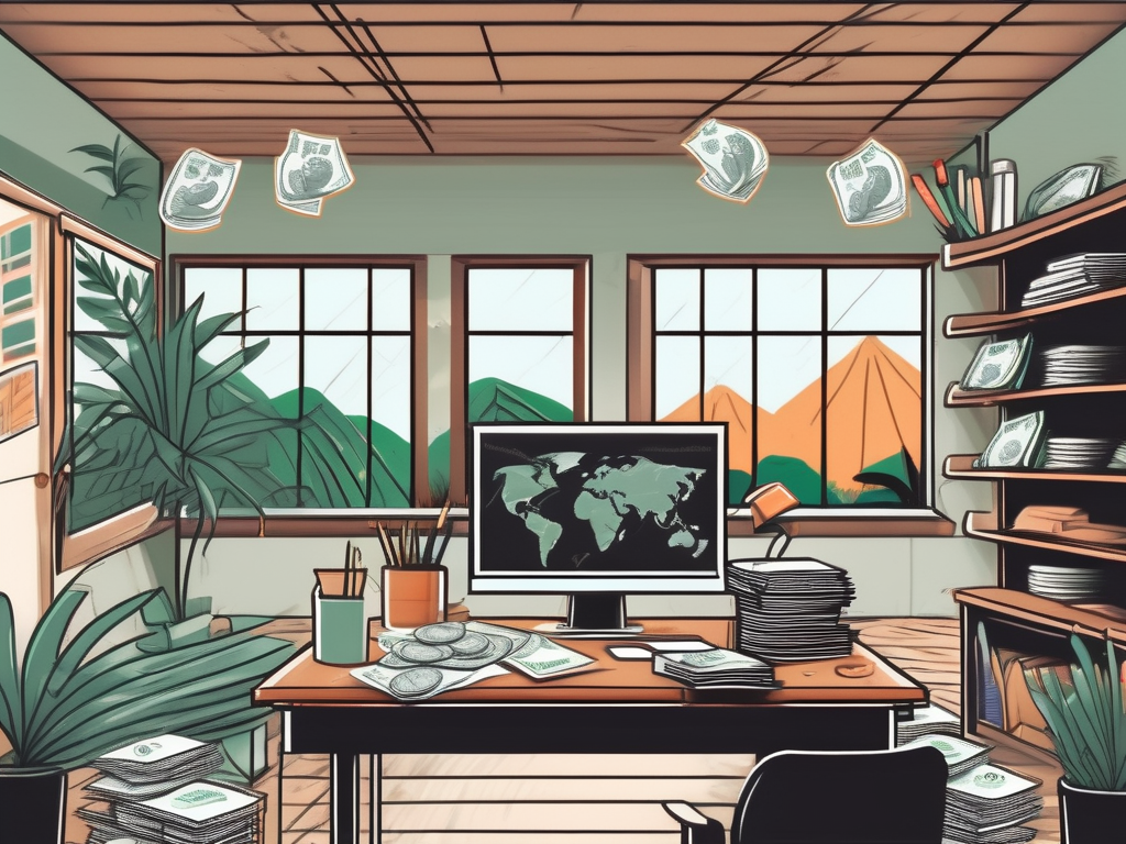 A classroom with a chalkboard